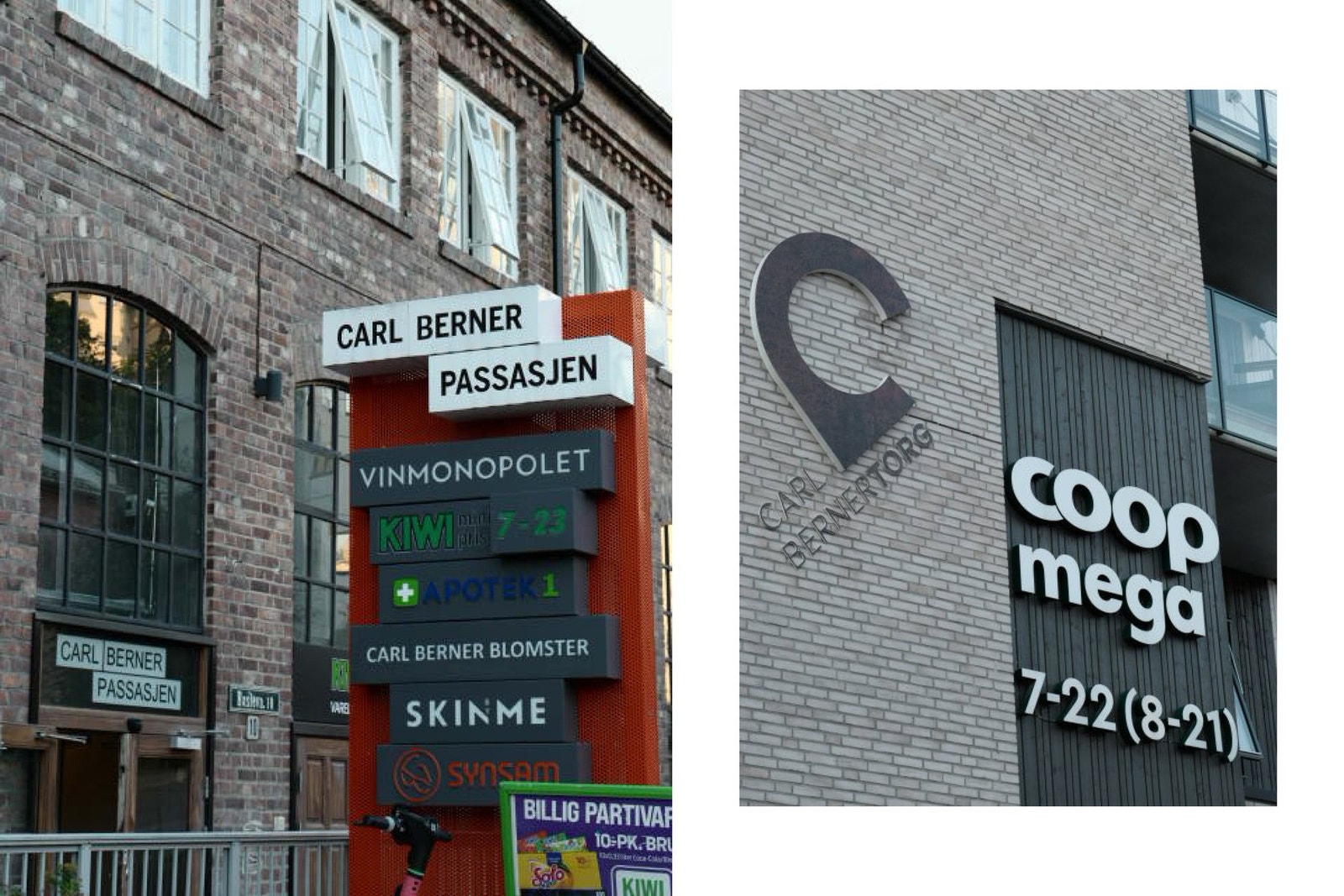 Gangavstand til Carl Berner Torg og Carl Berner Passagen. Galleribilde