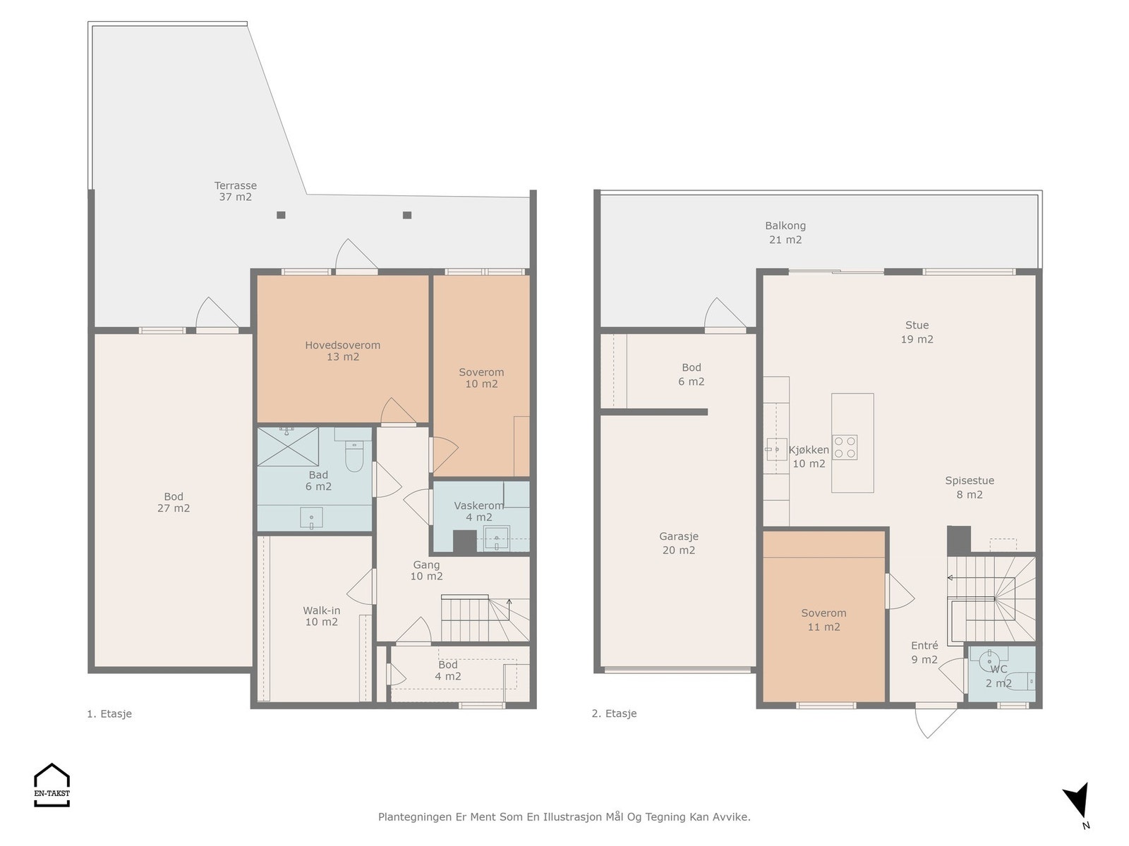 Planskisse begge etasjene. Galleribilde