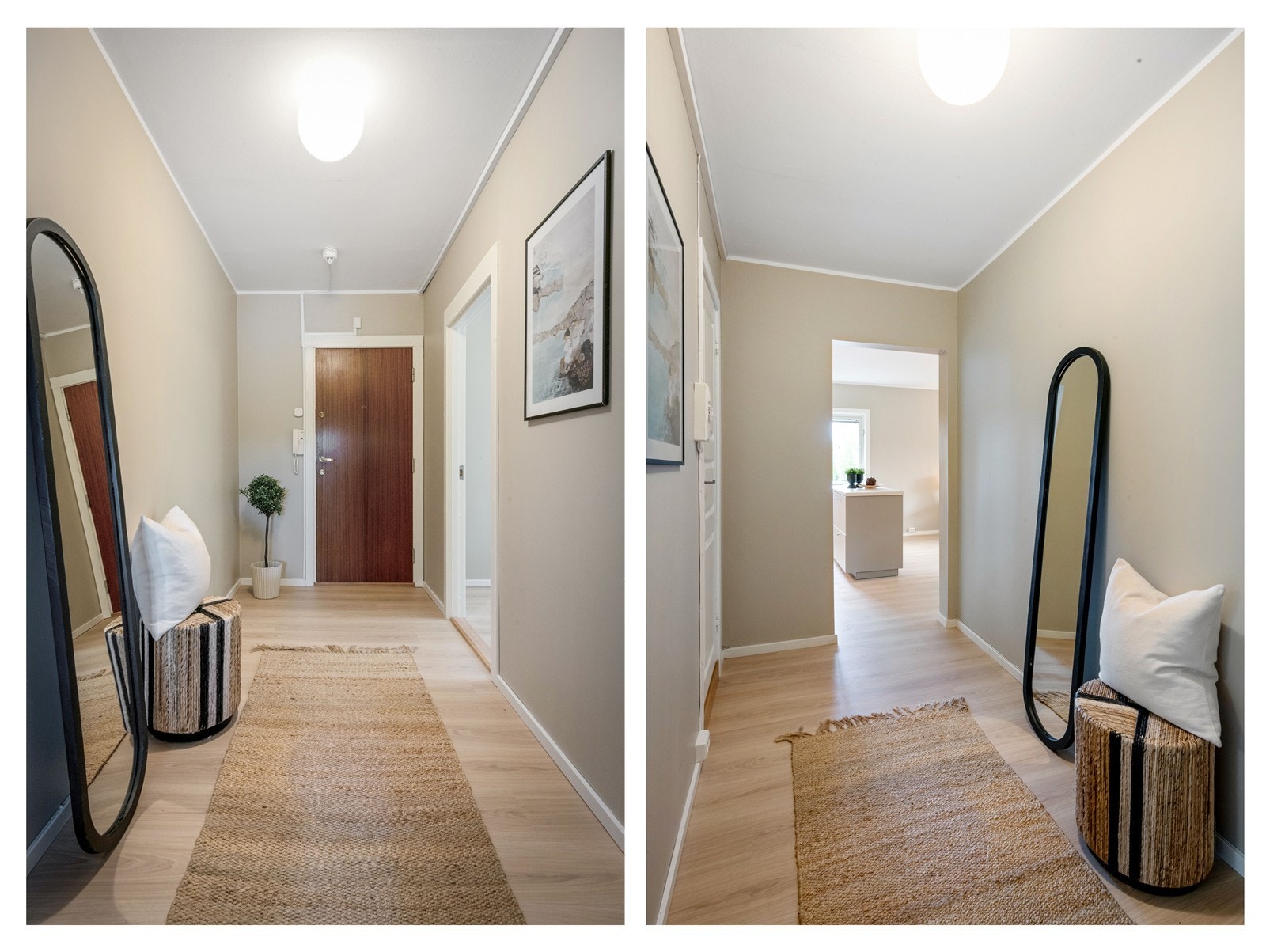 Romslig entrè som gir et meget godt førsteinntrykk av leiligheten Galleribilde