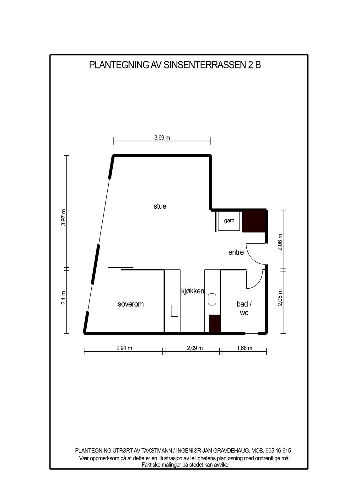 Plantegning Sinsenterrassen 2b andel 11. Galleribilde