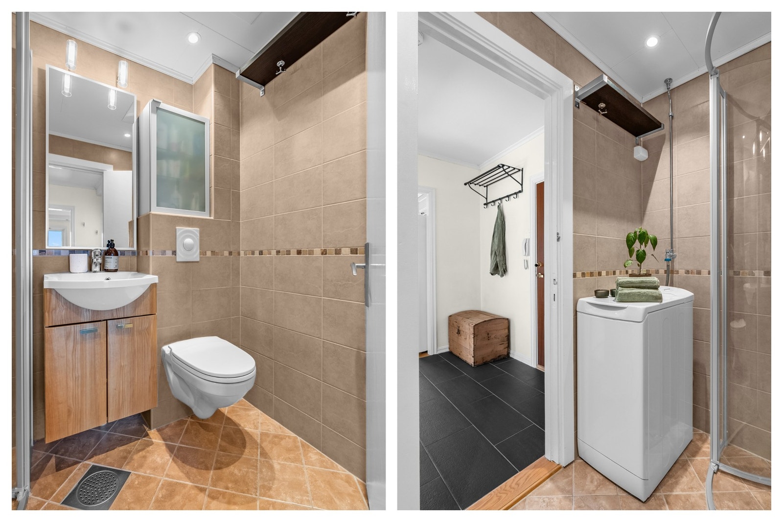 Badet har downlightsbelysning i tak, samt varmekabler i gulv. Galleribilde