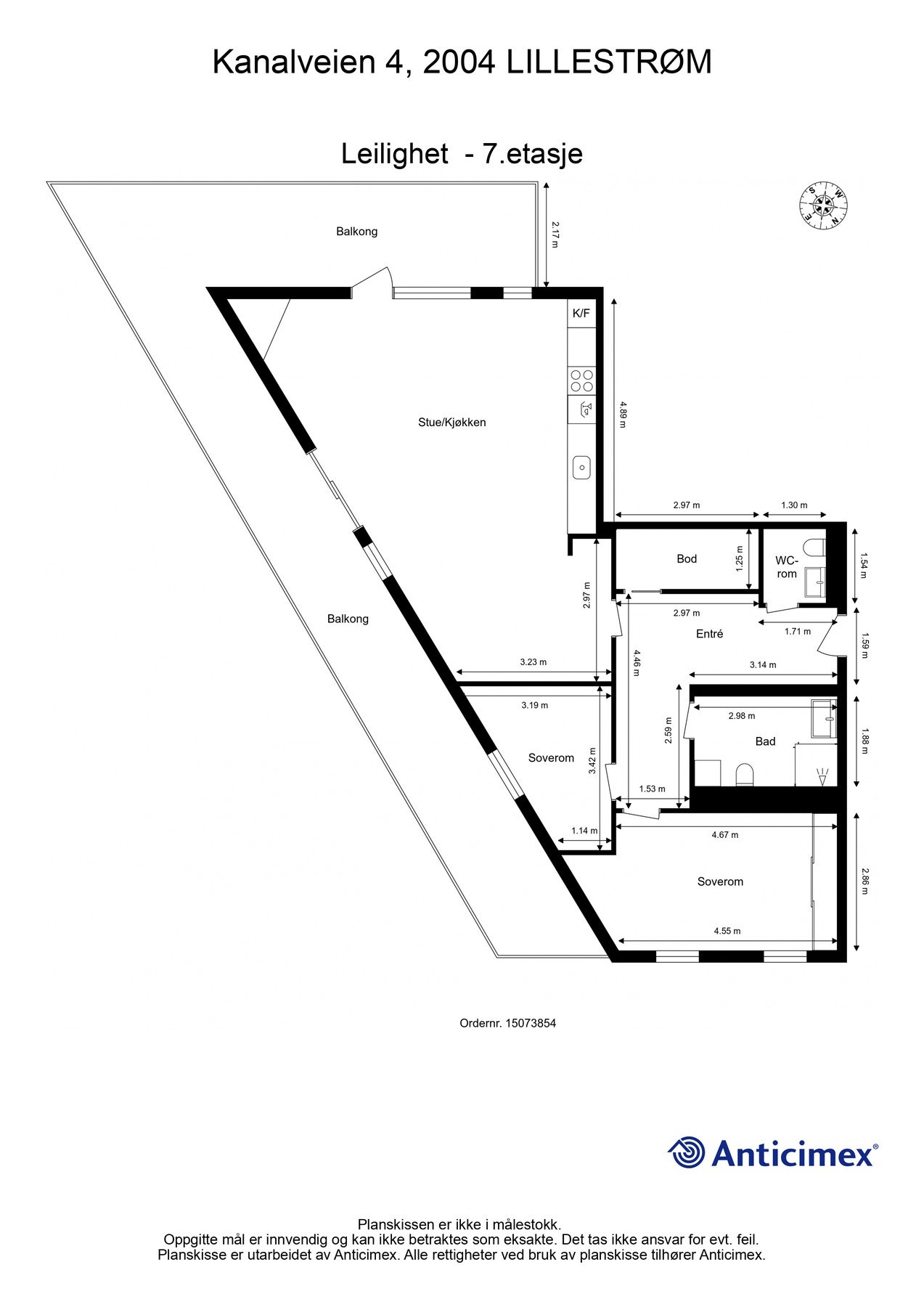 For en ekstra liten oversikt får du først se plantegningen over leiligheten. Galleribilde