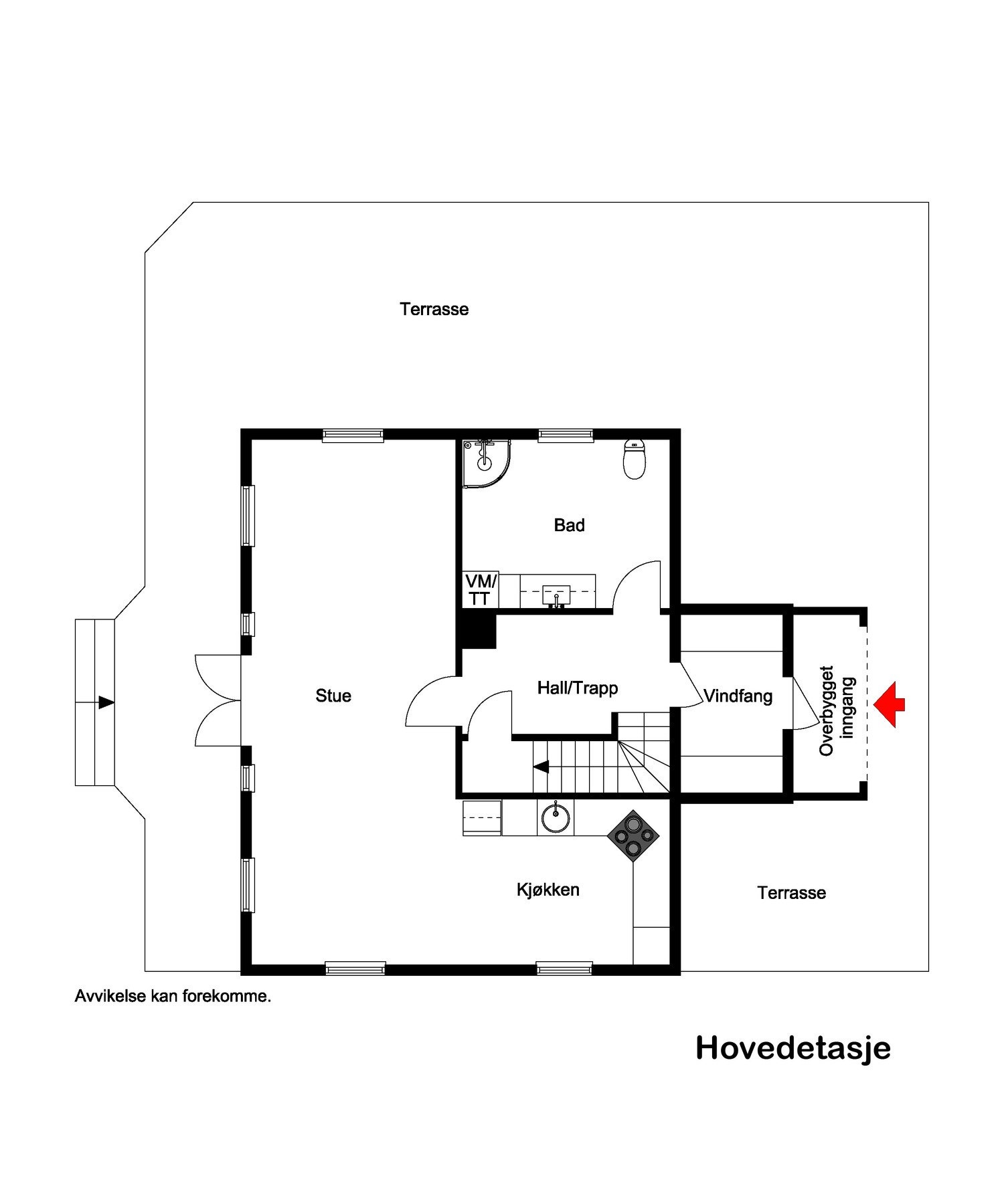 Plantegning, 1 etg. Galleribilde