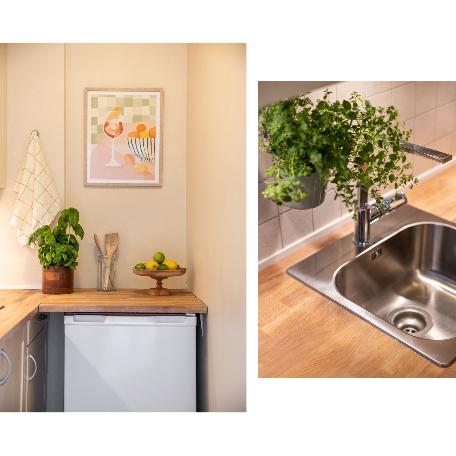 Det er integrerte hvitevarer og frittstående kjøleskap som medfølger handelen. Galleribilde