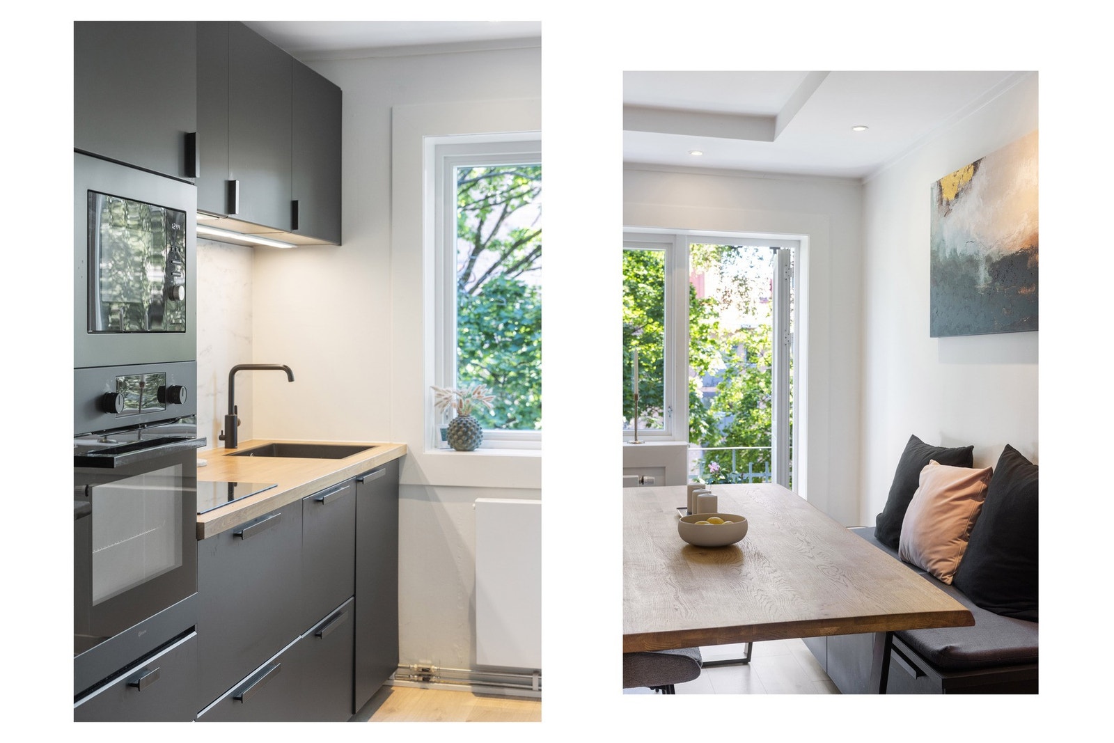 Rikelig med naturlig lys strømmer inn via kjøkkenvinduet. Galleribilde