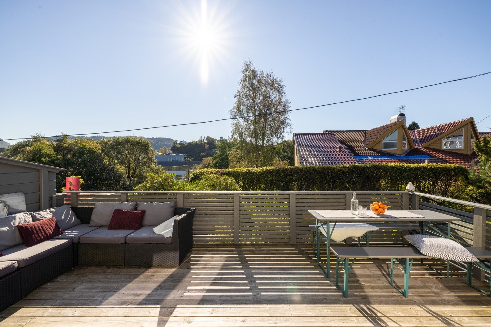 På terrassen er det gode solforhold. Galleribilde