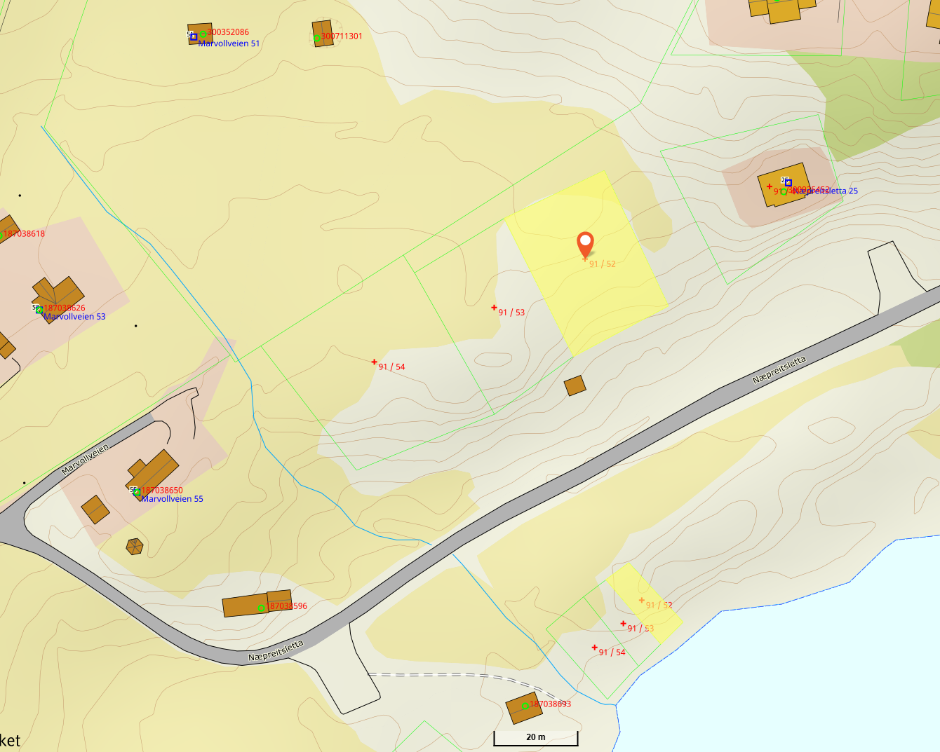 Oversikt over tomtene. Galleribilde