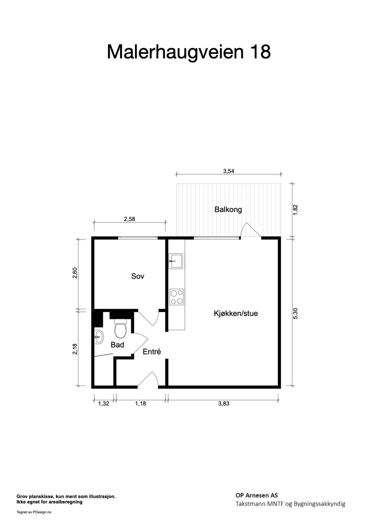 Plantegning med mål. Galleribilde