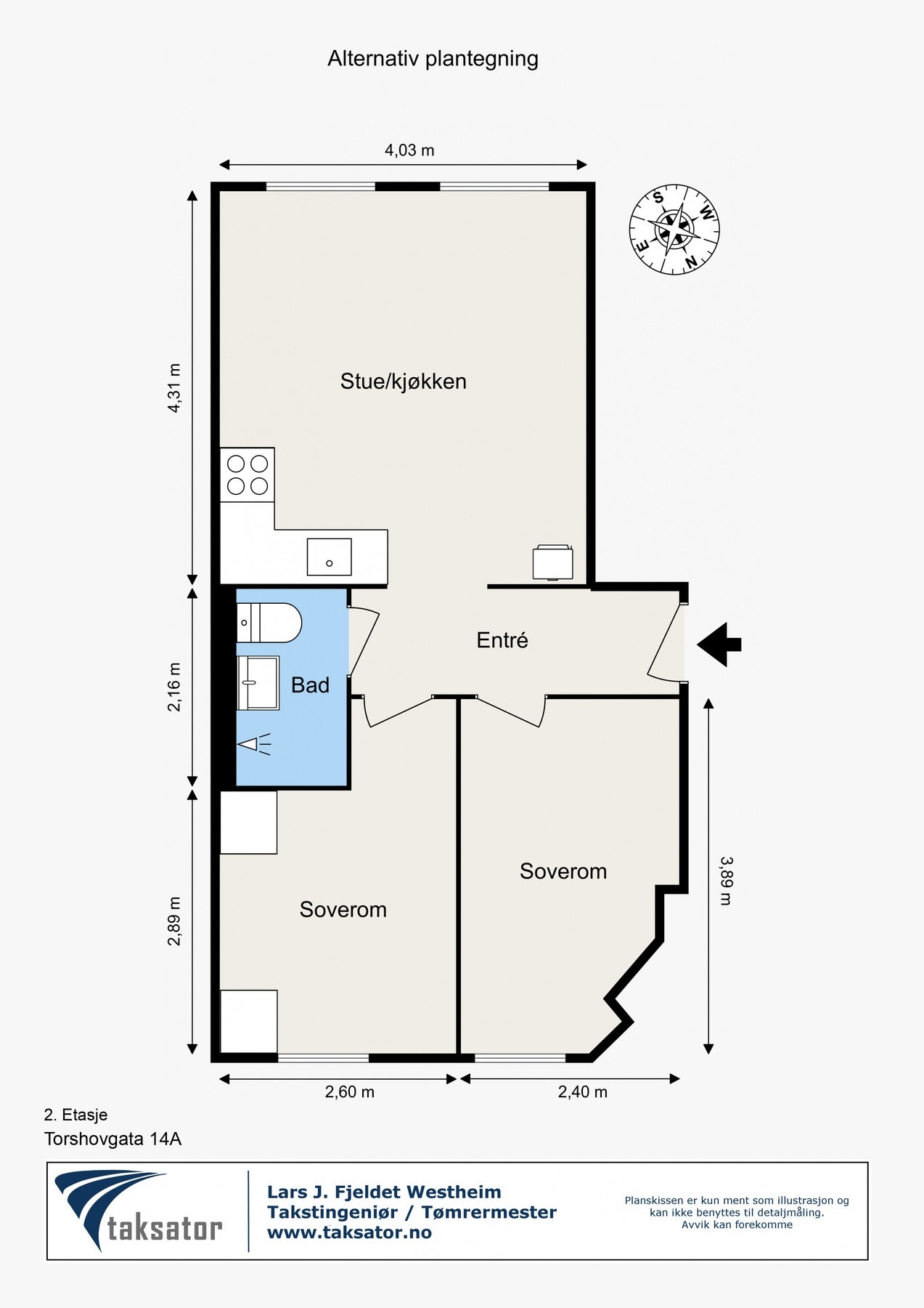 Alternativ planløsning (megler har ikke undersøkt muligheten for dette). Galleribilde