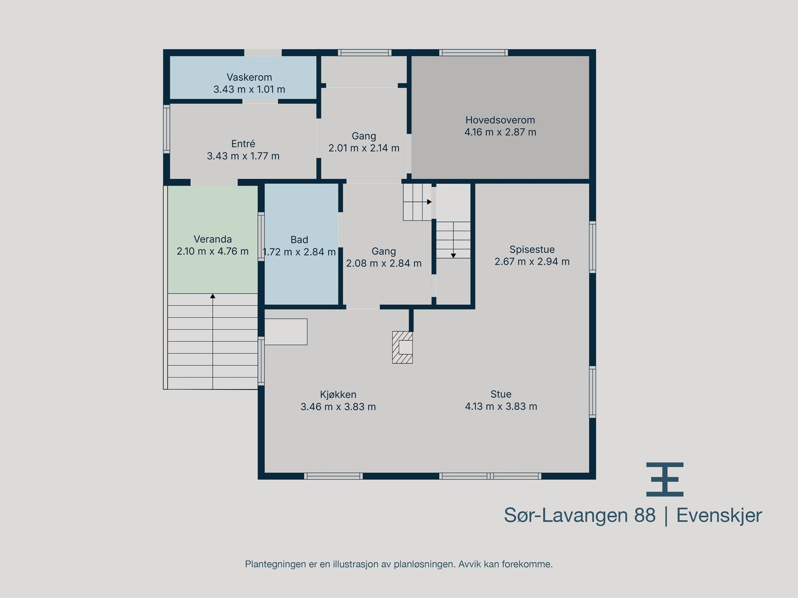 Plantegning 1. etasje Galleribilde