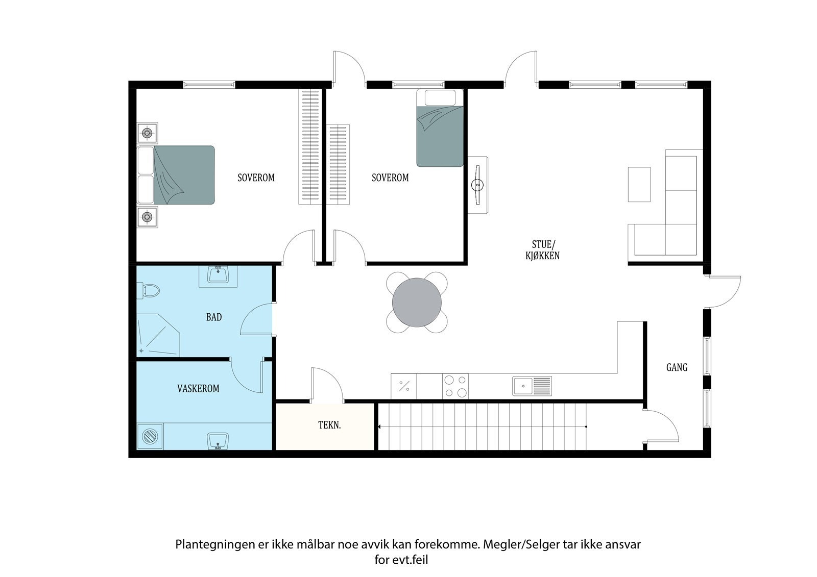 Så går vi ned til underetasjen - den er i dag leid ut for 13.000 pr mnd Galleribilde