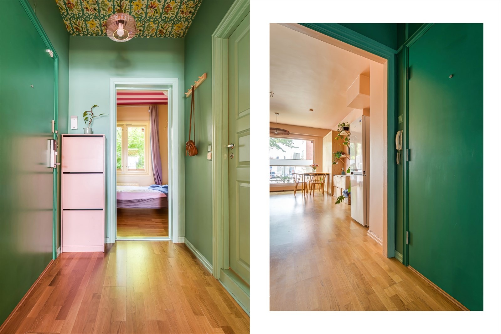 Romslig og stilrent inngangsparti med god plass til å henge fra seg yttertøy. Galleribilde