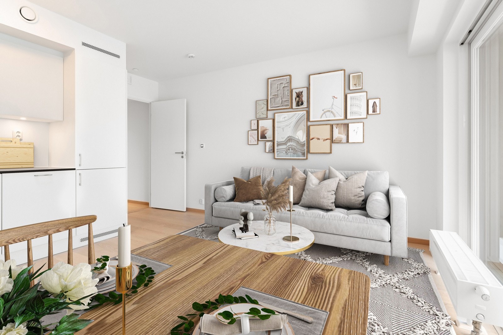 Leiligheten har en gjennomført høy standard. Bildet er digitalt stylet. Galleribilde