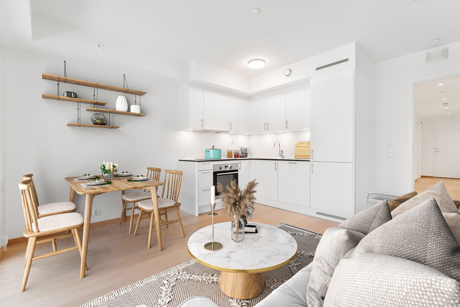 Her har man flere innredningsmuligheter etter ønske og behov. Bildet er digitalt stylet. Galleribilde