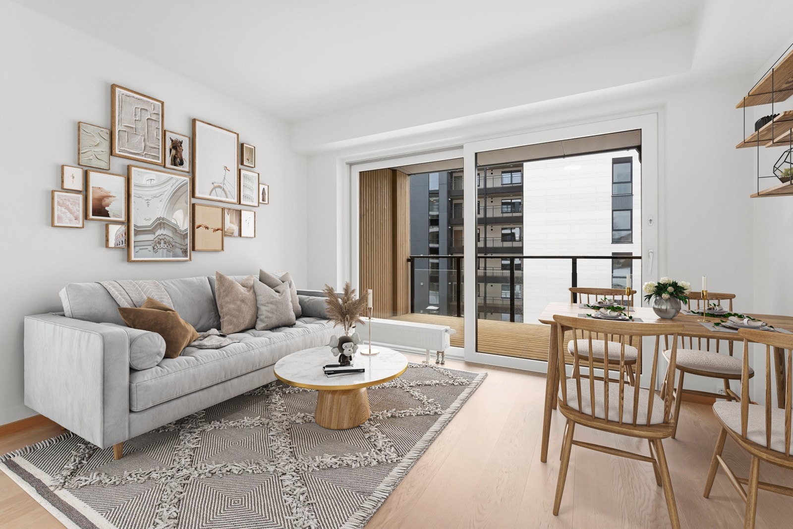 Velkommen til Døliringen 29, leilighet J309! Ny og moderne 2-roms leilighet i det populære prosjektet Vestskogen. Bildet er digitalt stylet. Galleribilde