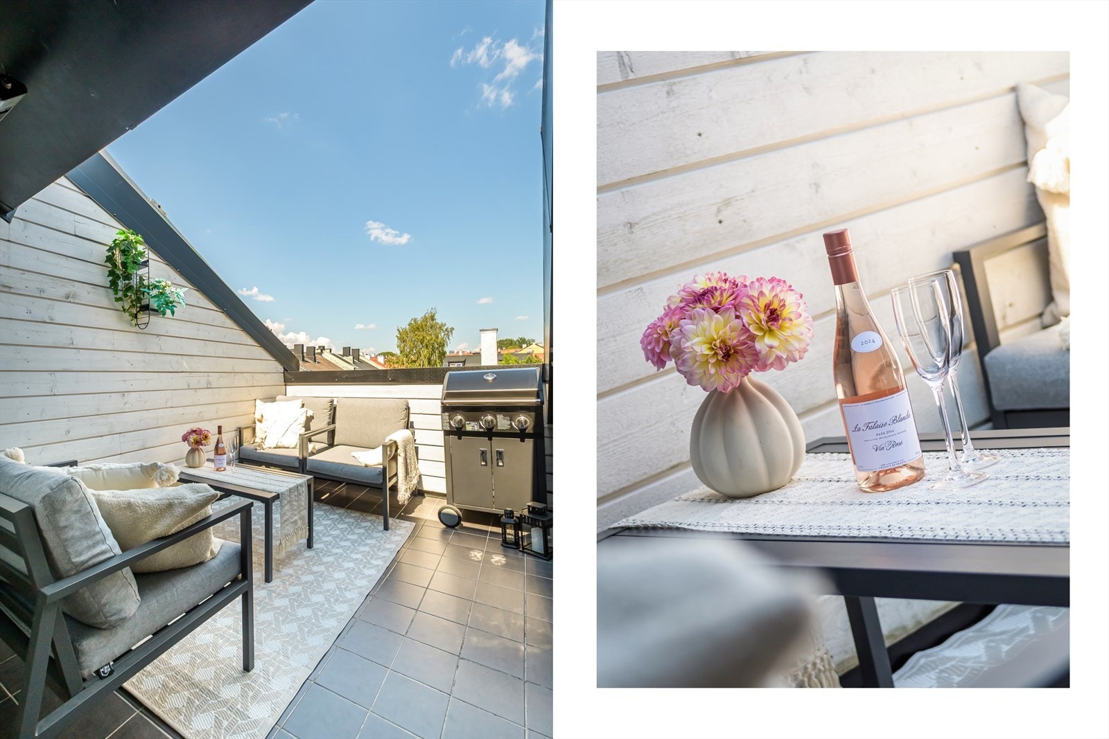 Det er god plass til ulike utemøbler, planter og grill Galleribilde