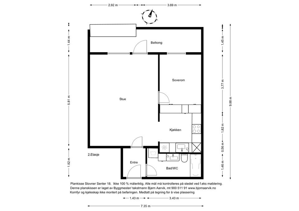 Boligen har en effektiv planløsning med store oppholdsrom. Heisadkomst til leiligheten som befinner seg i 2.etg. Galleribilde