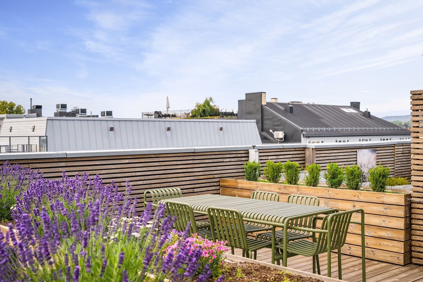 Felles takterrasse med koselige sittegrupper Galleribilde