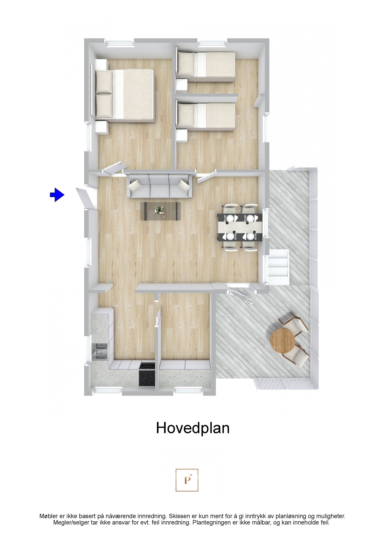 Plantegning - Skrevegen 197B, 5541 Kolnes - Hovedplan - 3D Galleribilde