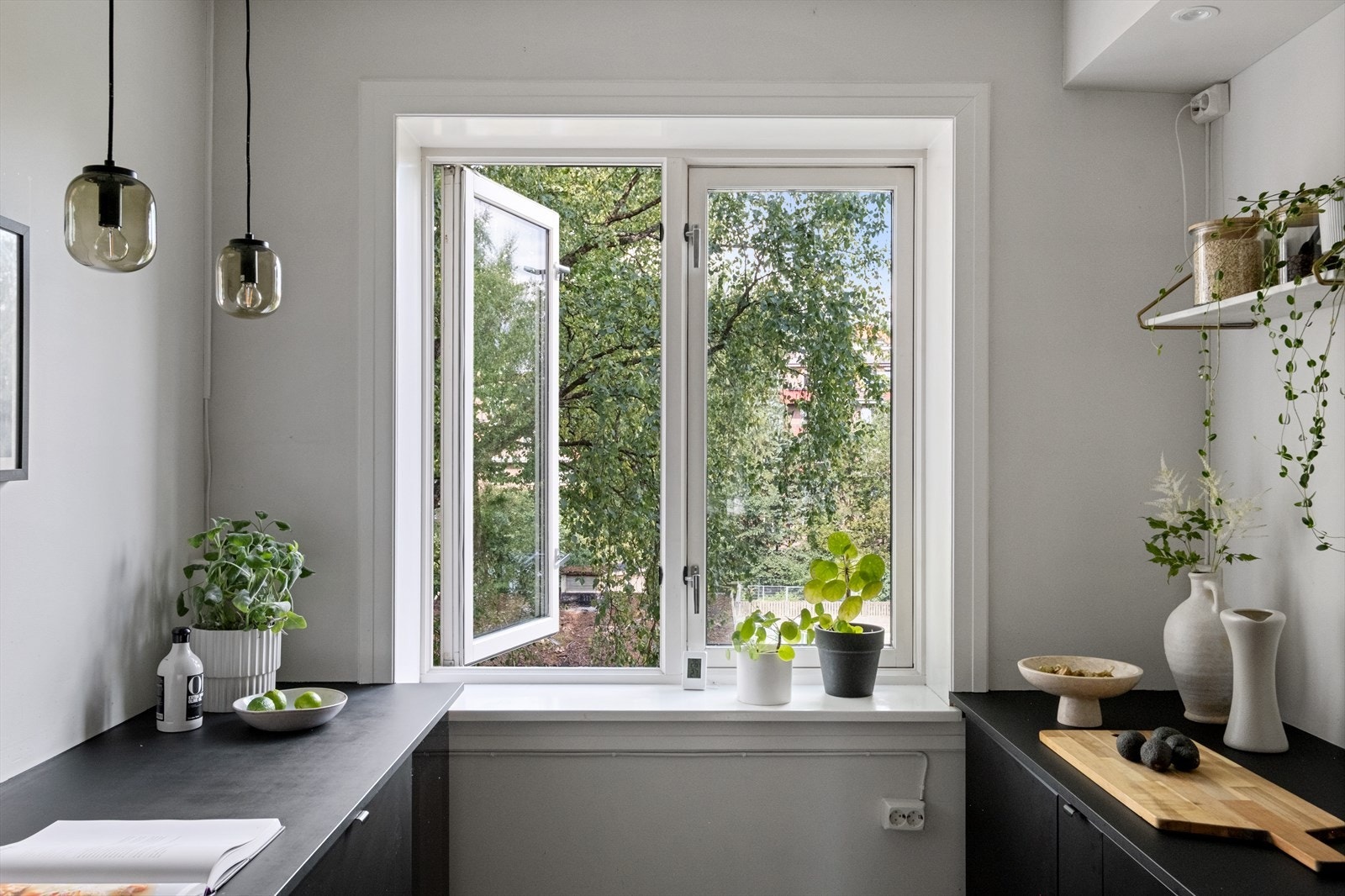 Grønne trær omfavner leiligheten. Galleribilde