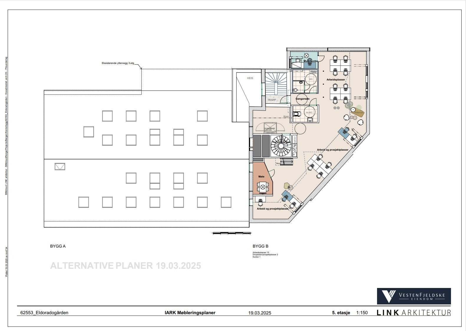 Totalt 257 m2 med muligheter for 15-19 kontorplasser Galleribilde
