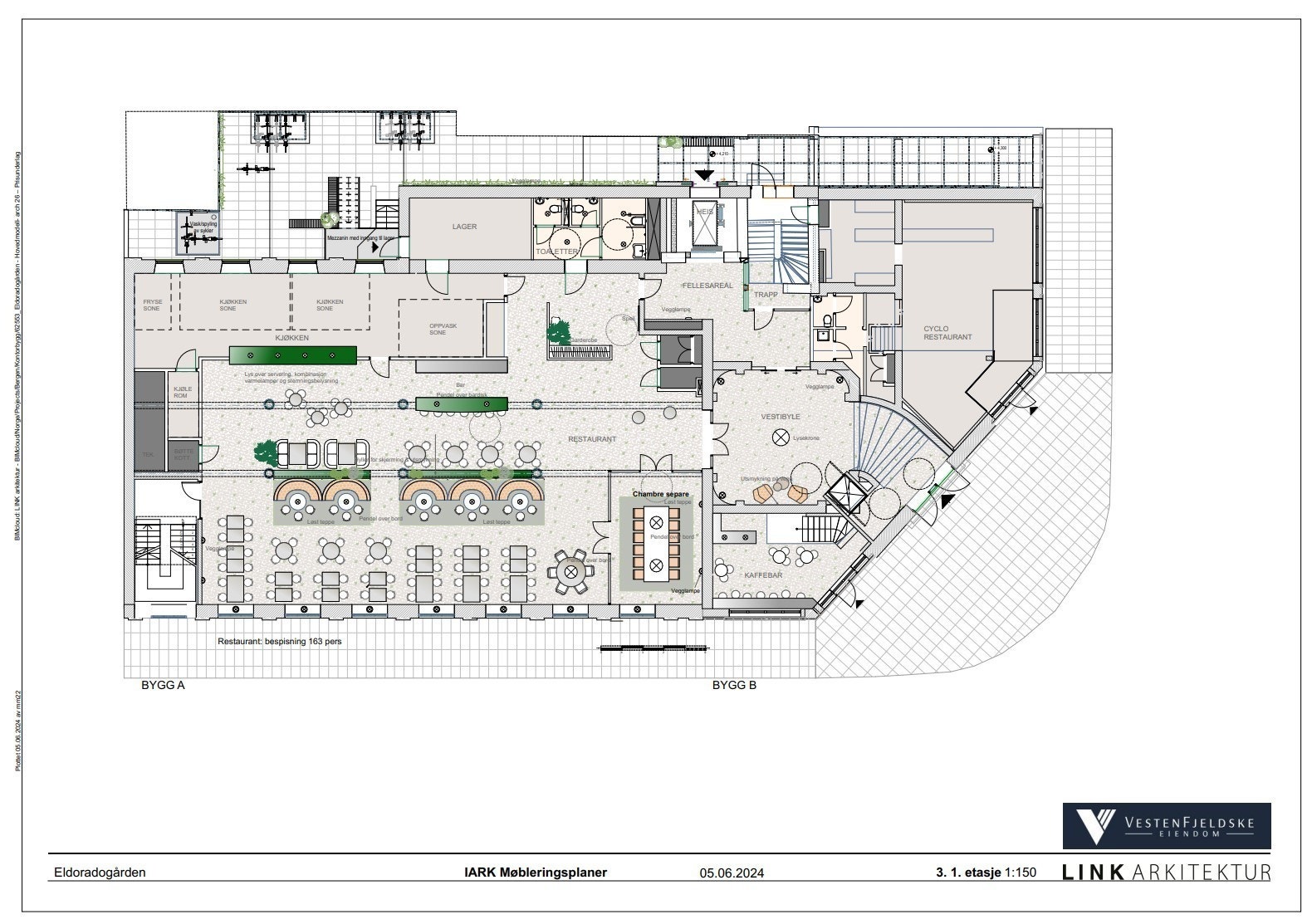 Inngangsparti med sosial sone, 2 restauranter og HC/WC Galleribilde