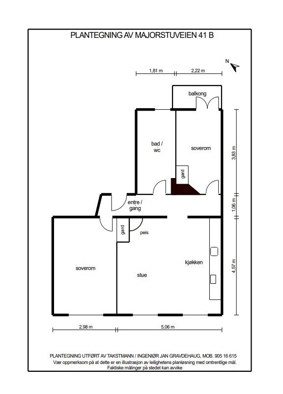 Plantegning Majorstuveien 41B. Galleribilde