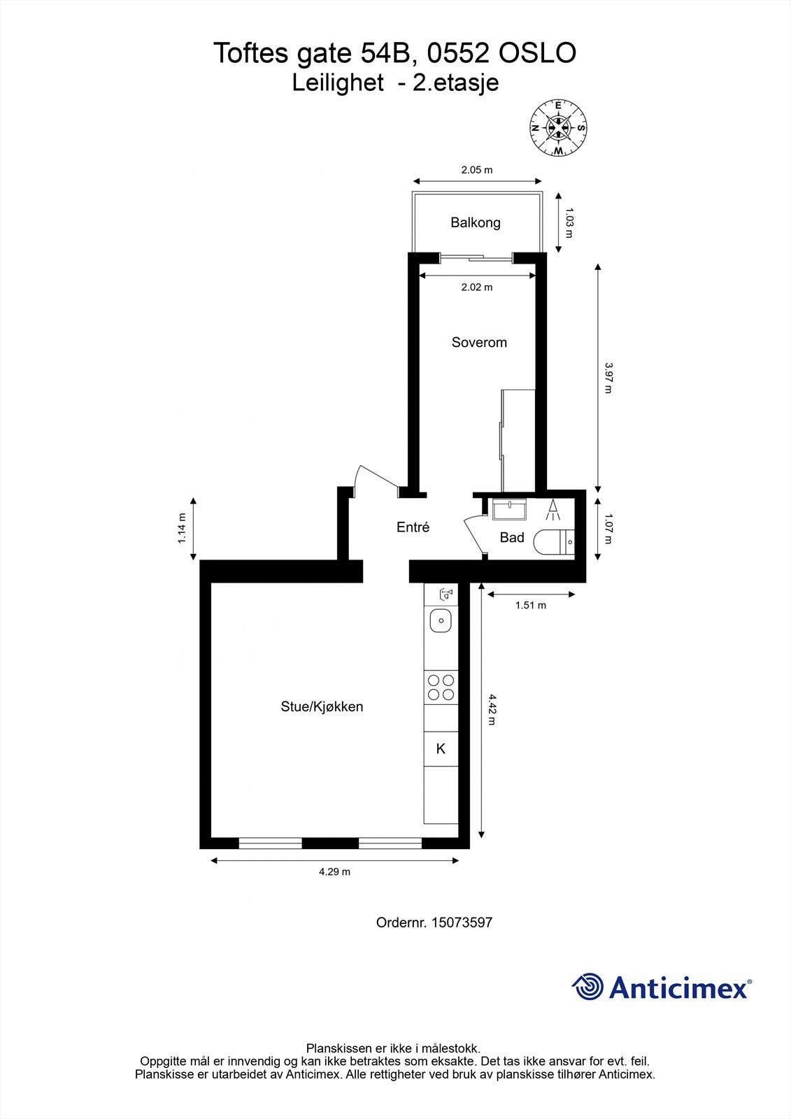 Plantegning. Leiligheten ligger i andre etasje. Galleribilde