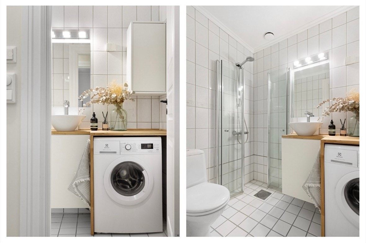 Baderomsmøblement og dusjdører byttet i 2021. Galleribilde