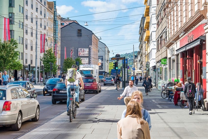 Populære Bogstadveien med et eldorado av shoppingmuligheter, restauranter og kaféer. Galleribilde