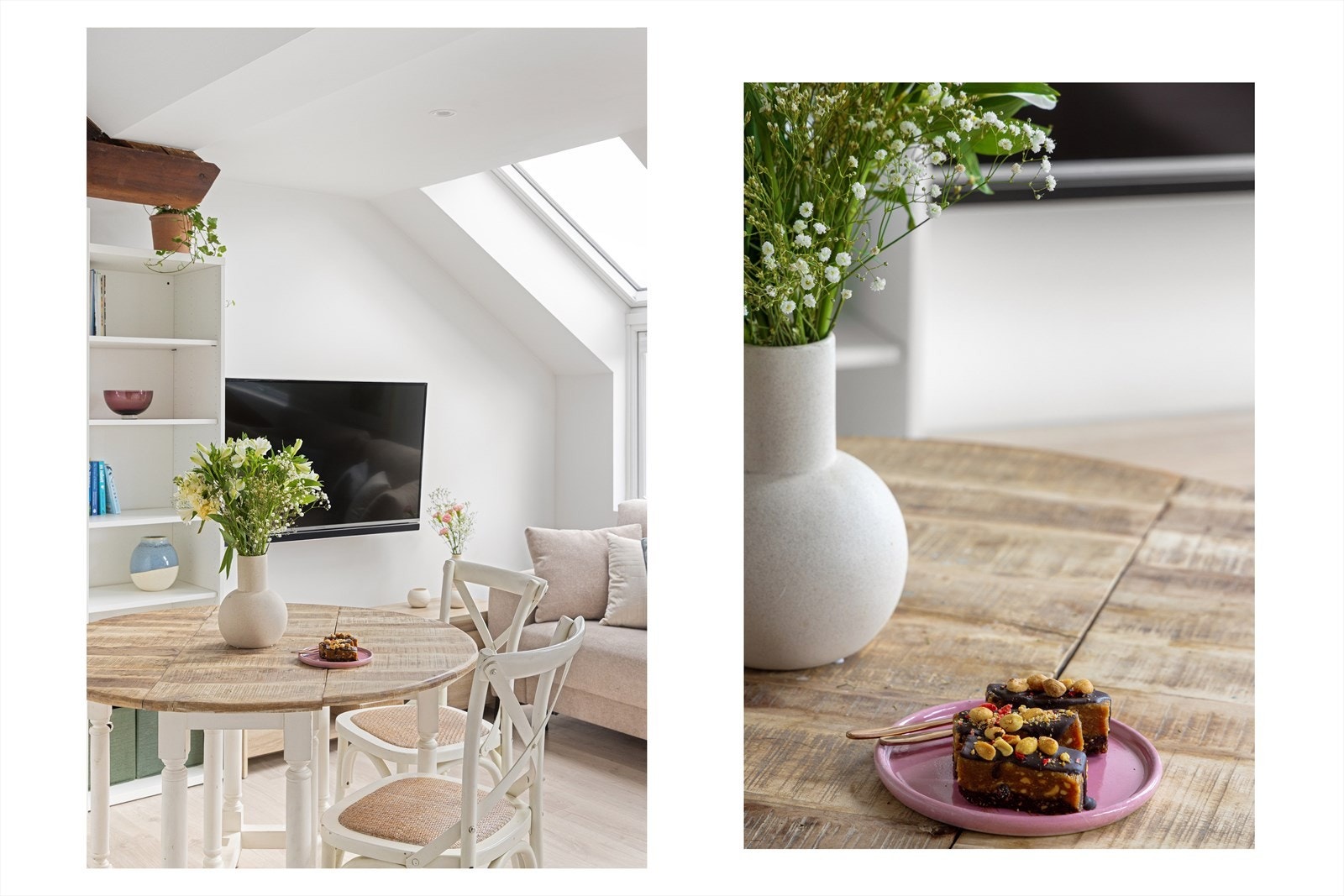 Det er god plass til stor sofagruppe med tilhørende sofabord og tv-benk. Galleribilde