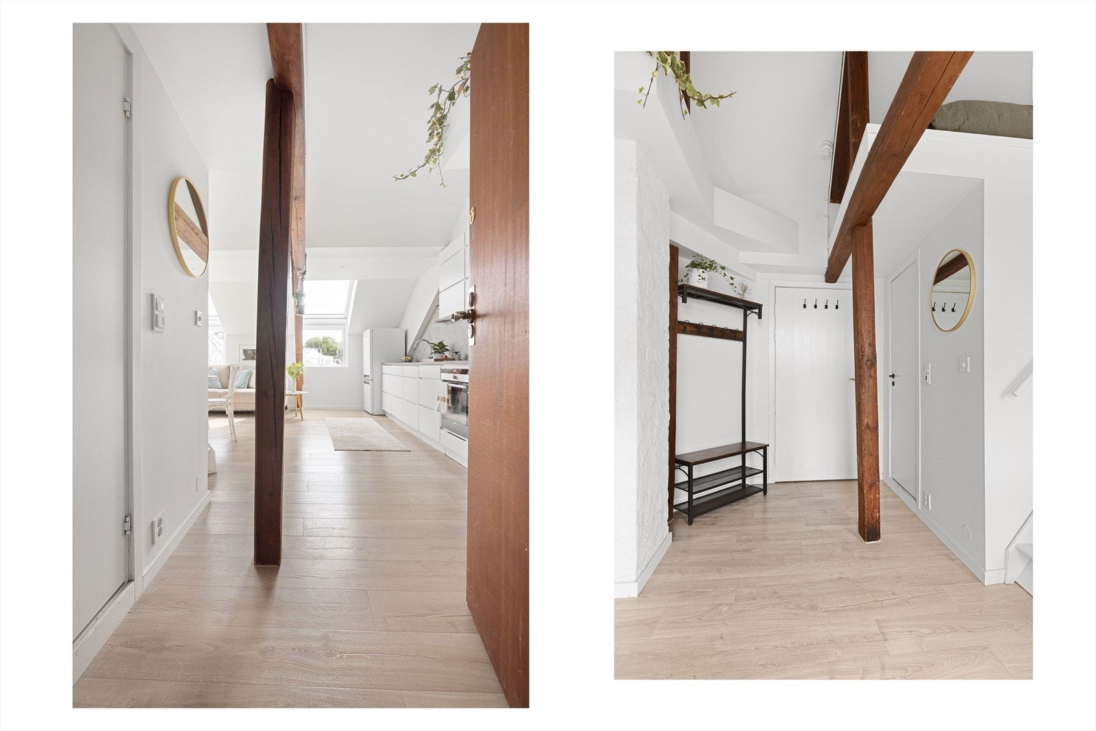 Velkommen inn! Ved inngangsdøren er det plass til knagger og skohylle for oppbevaring av yttertøy. Galleribilde