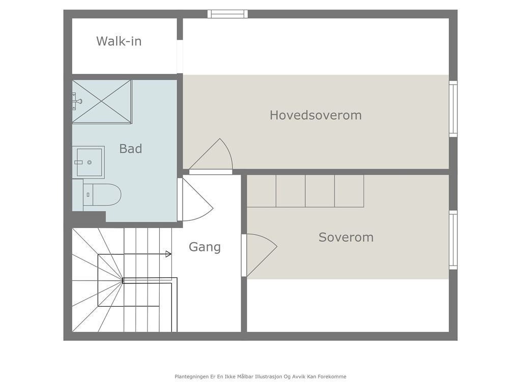Overetasje med med stort bad og to store soverom, det ene med walk-in closet. Galleribilde