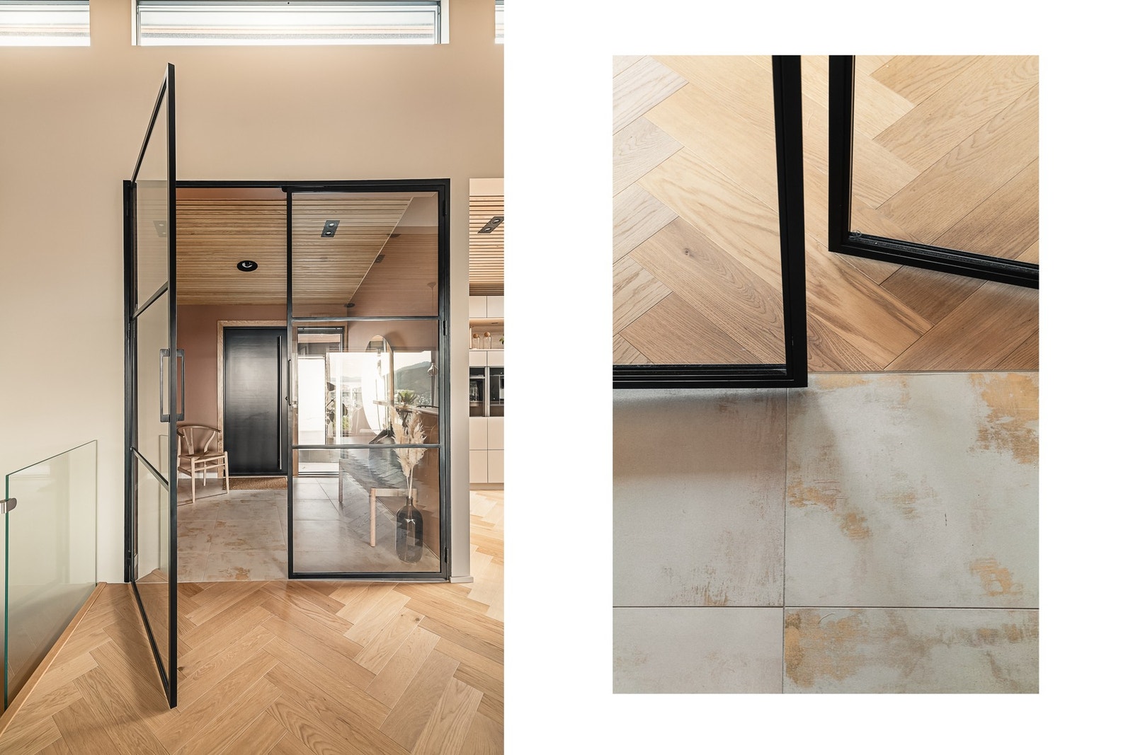 Smijernsdør med glass som leder oss videre til stuen. Galleribilde