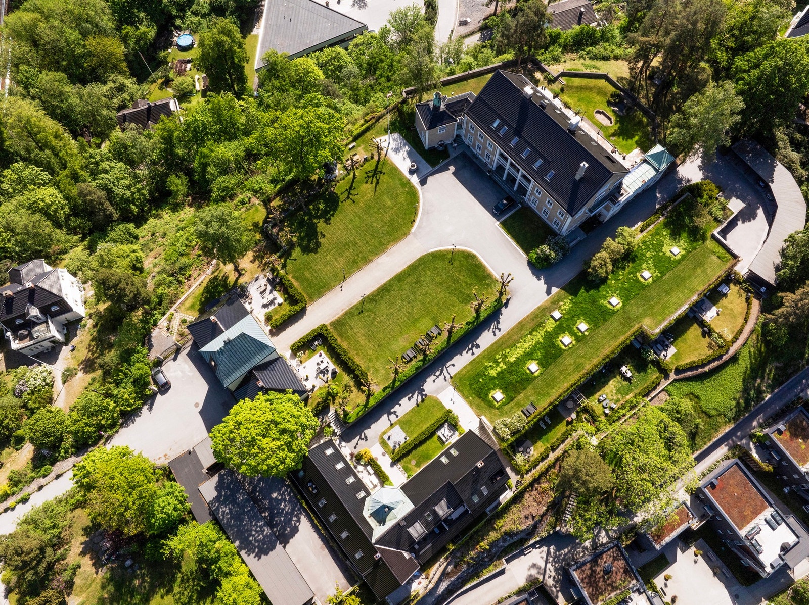 Eiendommen sett ovenfra. Galleribilde