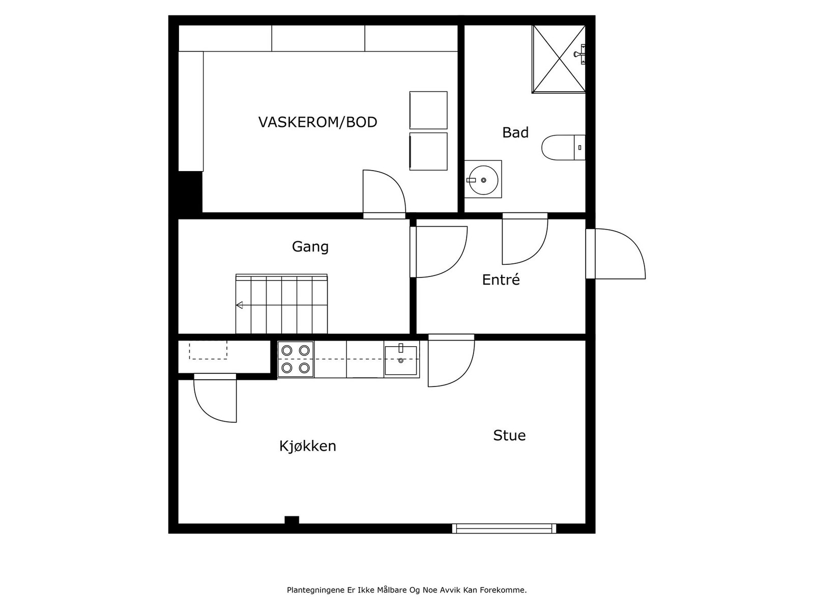 Planskisse - ikke målbar. Avvik kan forekomme. Stue/ kjøkken er godkjent som treningsrom og ikke godkjent for varig opphold. Galleribilde