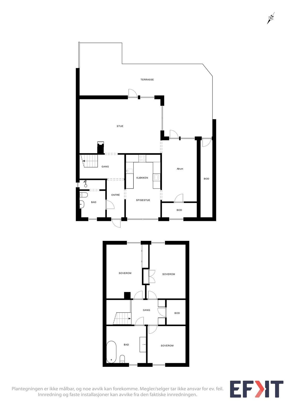 Planløsning 1. og 2. etasje. Galleribilde