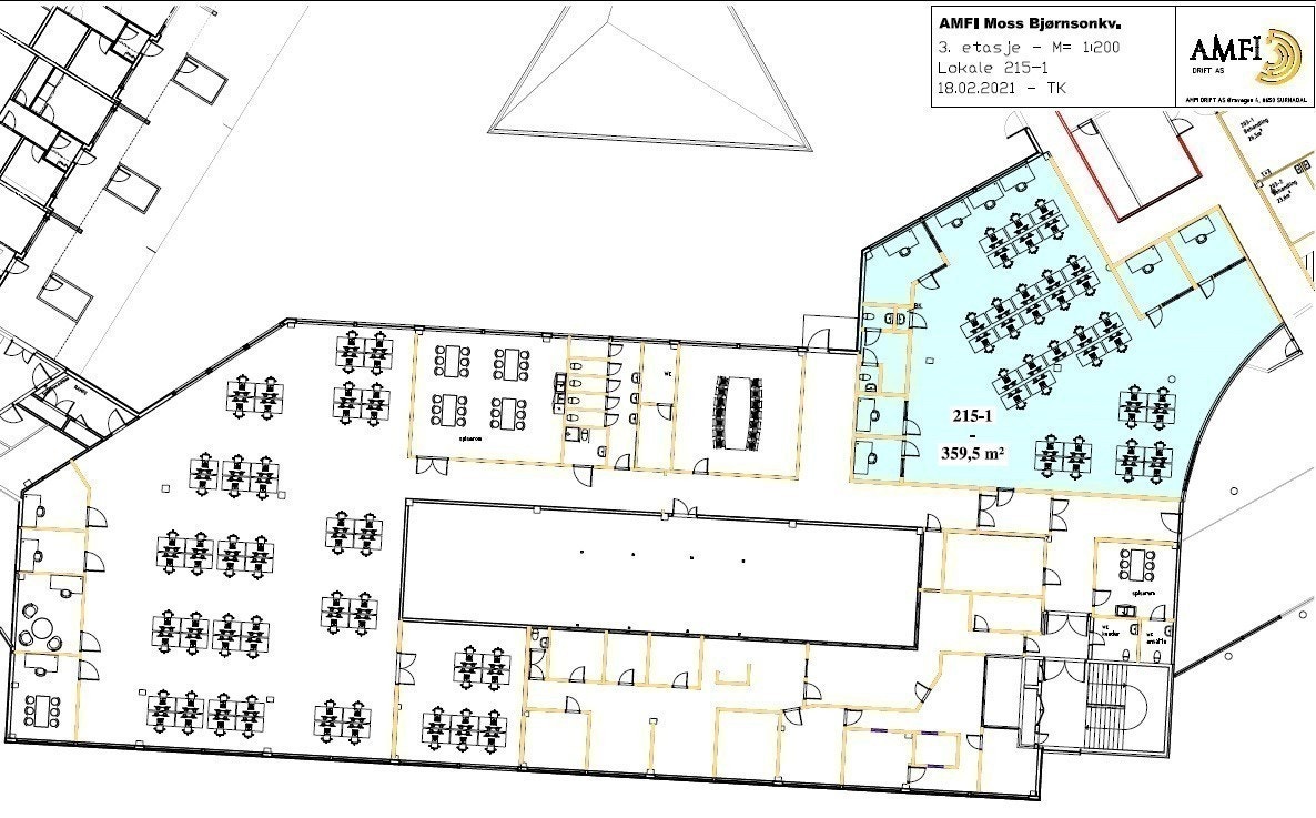 Blått viser delt areal på 360 kvm Galleribilde