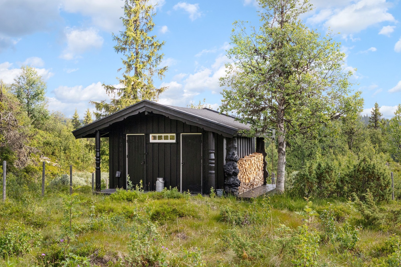 Uthuset er satt opp i 1975 og er inndelt med to rom - Ett rom for utedo og ett rom med lagringsplass Galleribilde