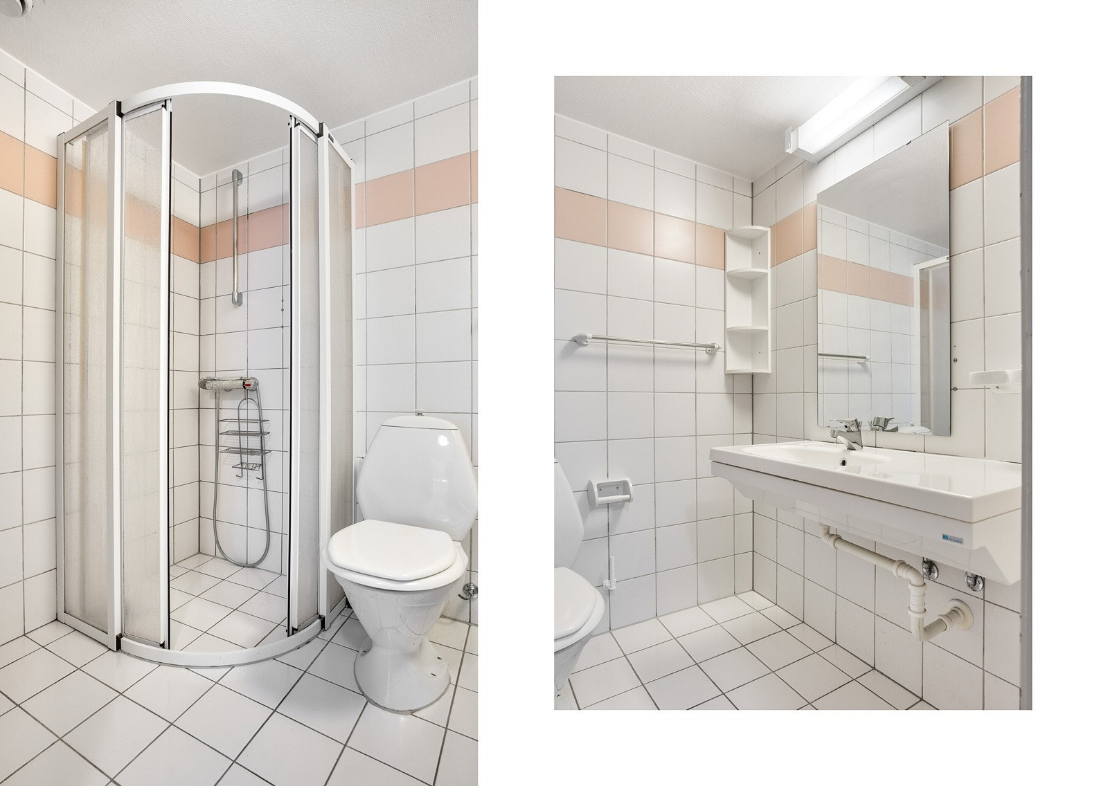 Badet er videre innredet med toalett, dusjhjørne, servant og speilflate. Galleribilde