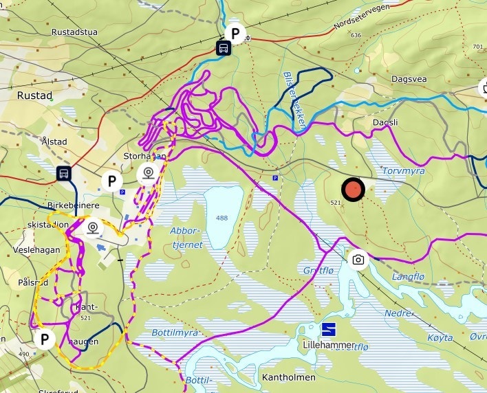 Løypekart i området Galleribilde