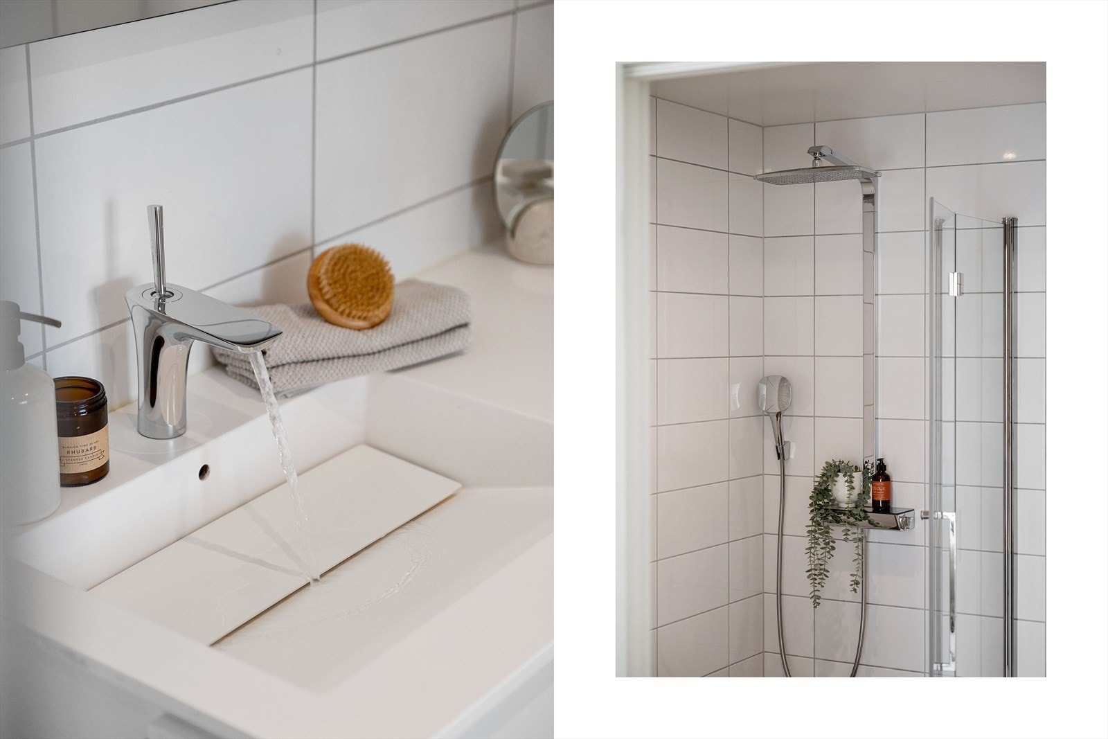 - Badet byr på regnfallsdusj og god lagringsplass i servantskap - Galleribilde