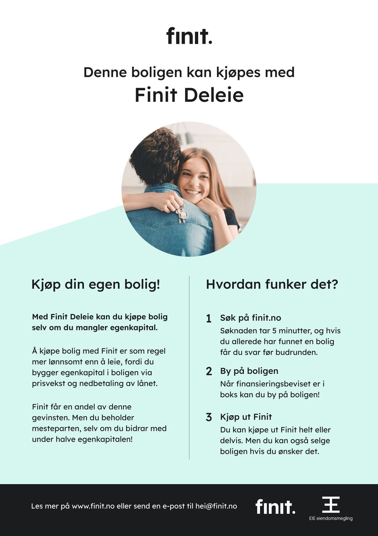 Mangler du egenkapital? Kjøp med Finit Deleie. Kontakt megler for informasjon, Galleribilde