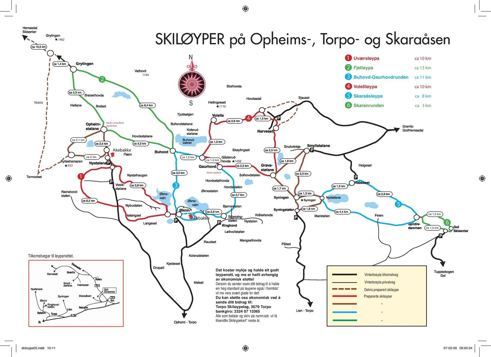 Løypekart over Opheims-, Torpo- og Skaraåsen Galleribilde