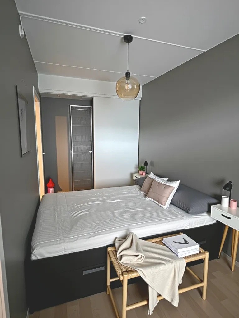 Soverom (AI generert møblering) Galleribilde