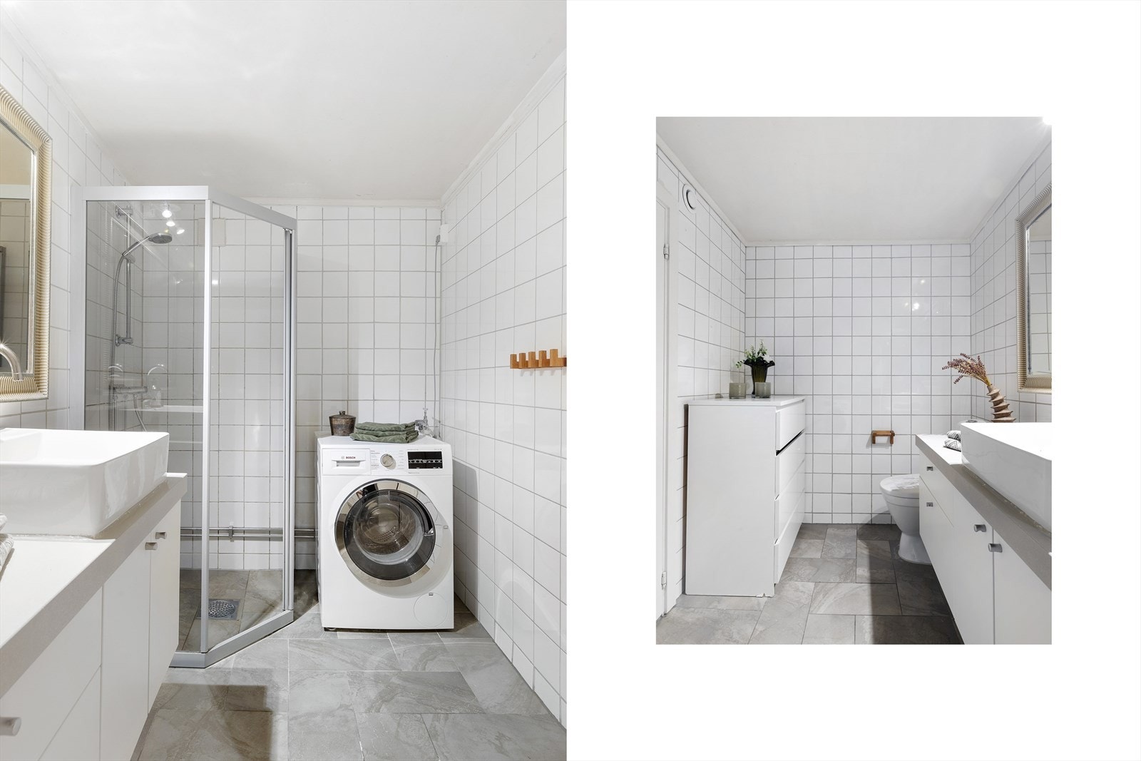 Opplegg for vaskemaskin og plass til diverse møblement. Galleribilde