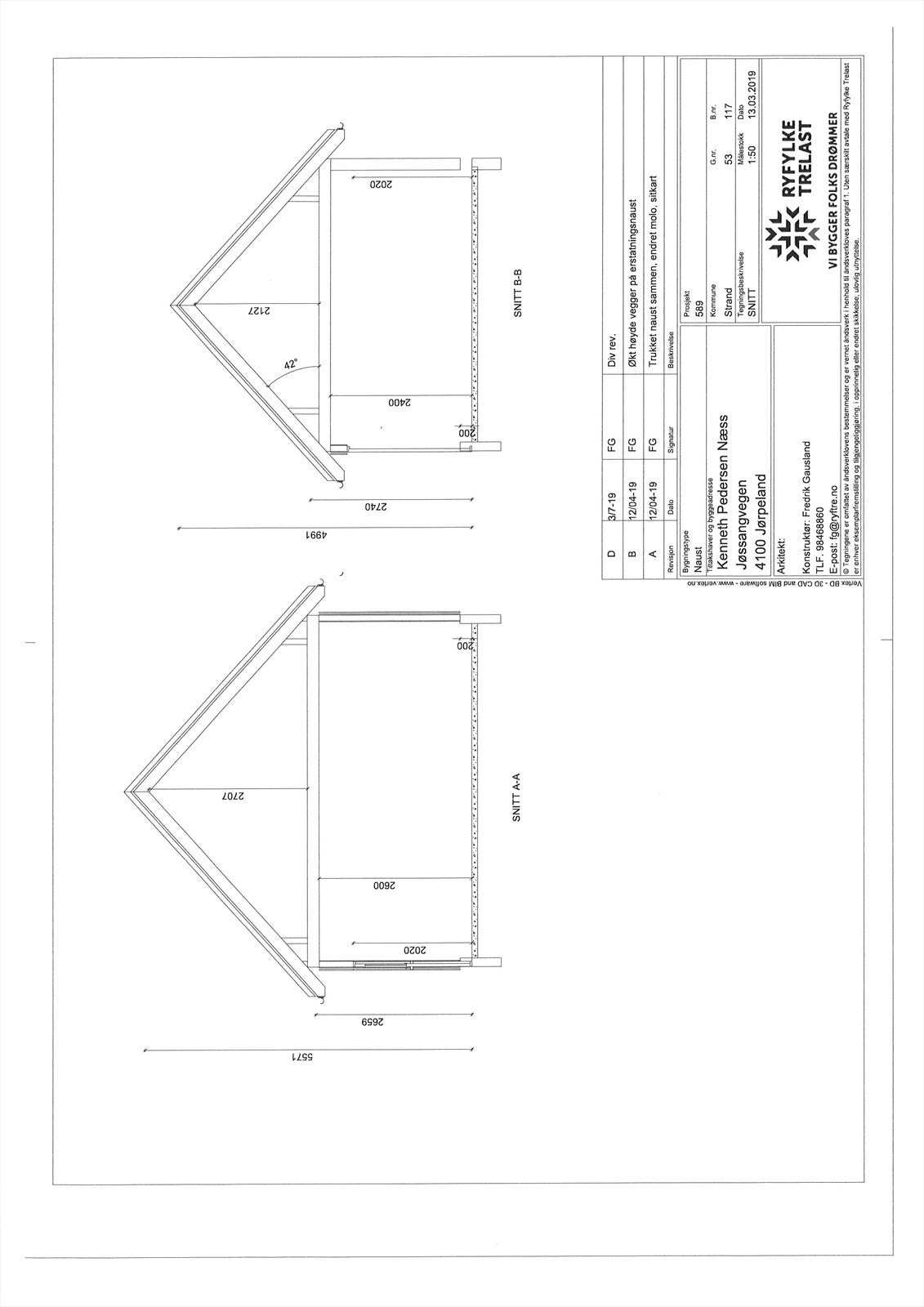 Snittegninger av byggegodkjente naust Galleribilde