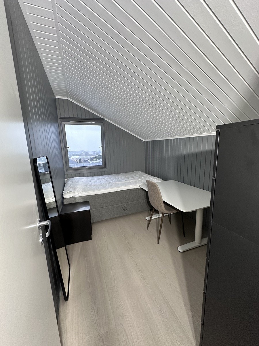 Rom 7 - Inneholder 120 seng med oppbevaring, pult med hev senk, nattbord, speil og kommonde. Galleribilde