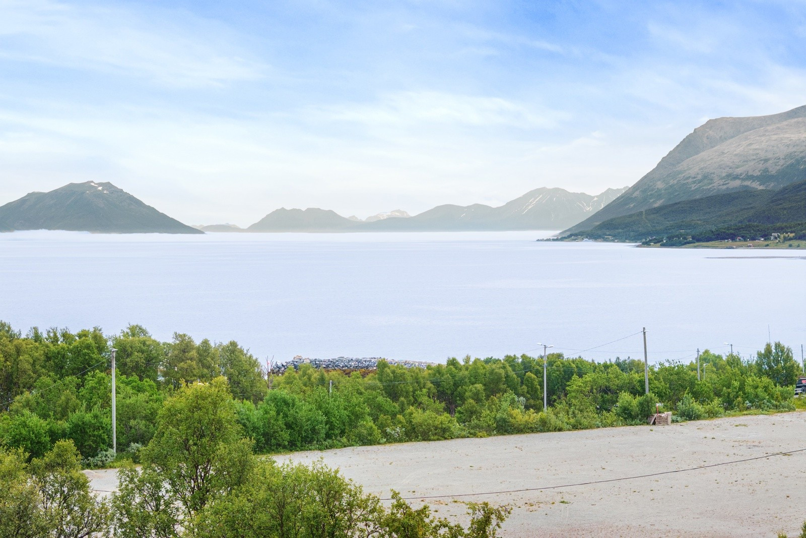 Utsikten på bildet skal forestille utsikt fra en framtidig boligs 1. etasje.