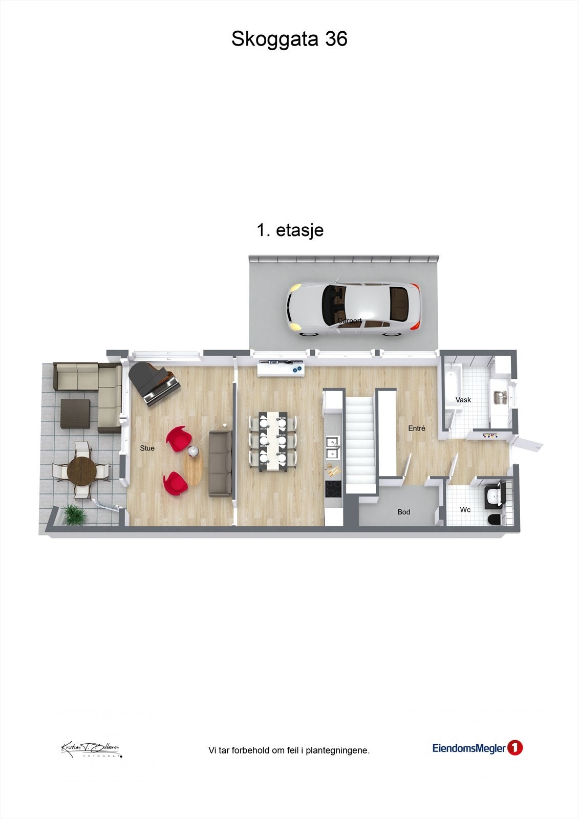 Plantegning 1. etasje i Skoggata 36. Galleribilde
